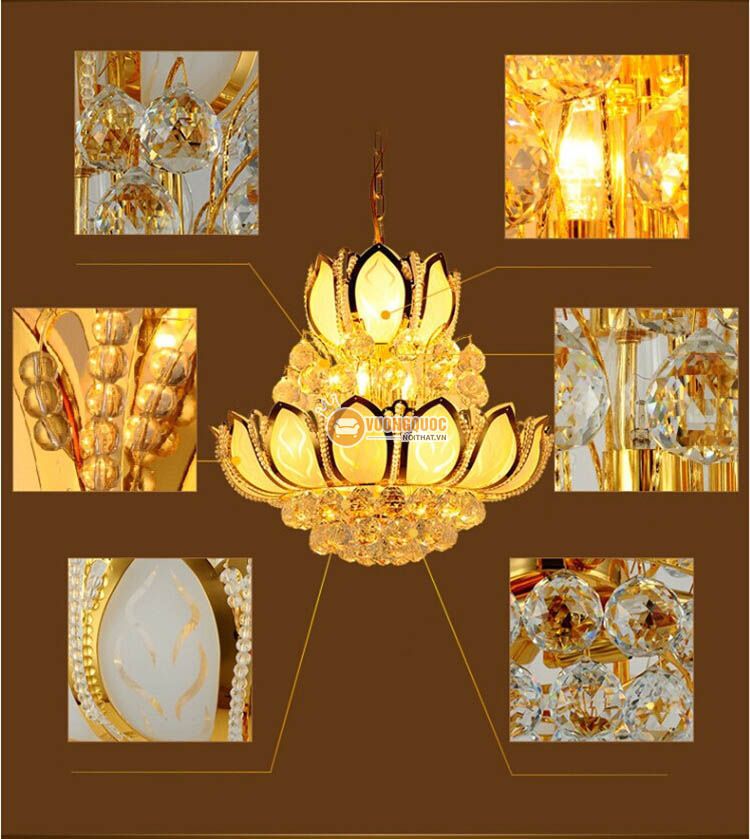 Đèn chùm thủy tinh hoa sen CM164-7